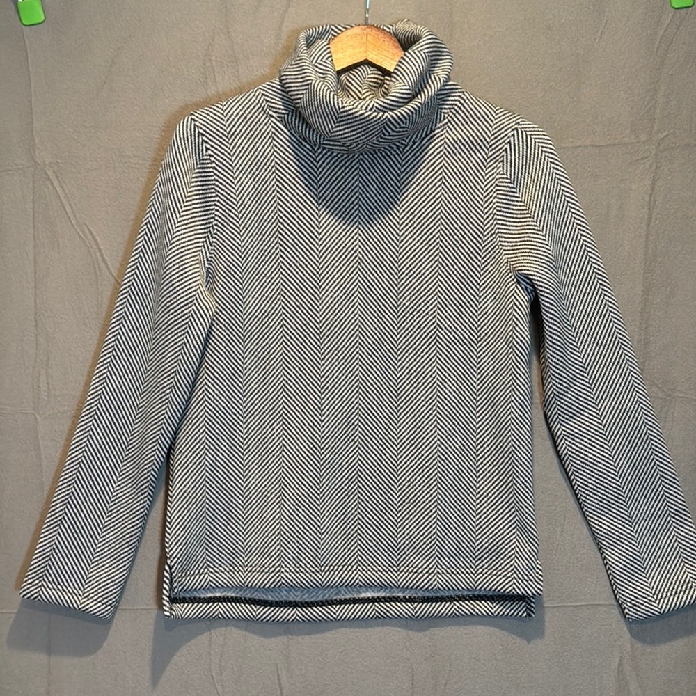 J. Crew Black and White Chevron Turtleneck Sweater